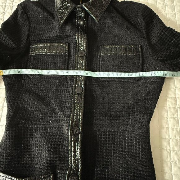 Maje Rinili contrast-trim mini shirtdress in black cotton-blend bouclé-tweed, XS - Picture 14 of 16